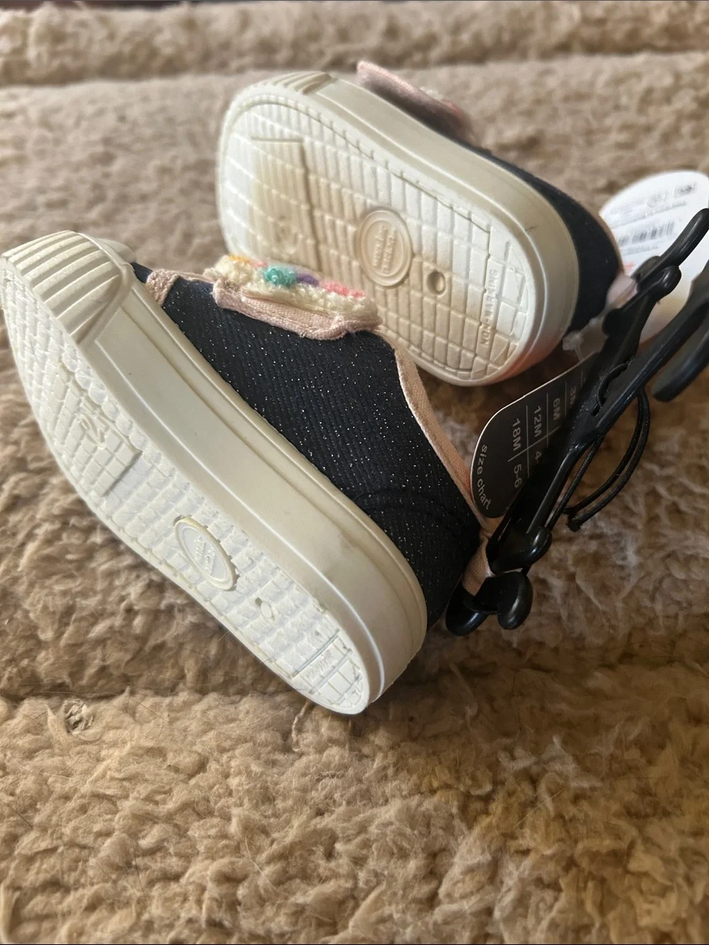 wonder nation Navy Canvas Sneakers with Pink & Multicolor Butterfly